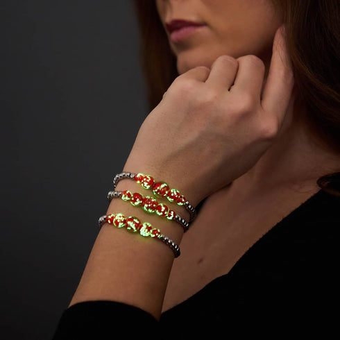 Purpurrot | Silber | Firefly Glas Kaskadenarmband